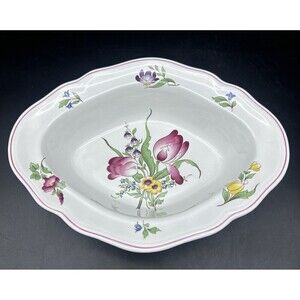 Spode MARLBOROUGH SPRAYS PINK TRIM EDGE FLORAL OVAL VEGETABLE BOWL 10.5” X 8”